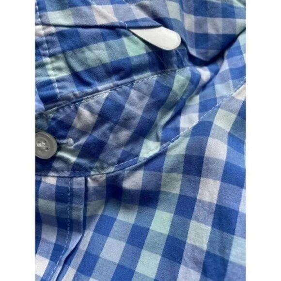 Long Sleeve Button Up Men’s 16/32/33 Gingham Light Blue Green Club Room - Picture 7 of 10